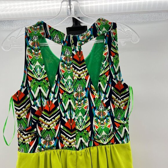 C Luce Women's Sleeveless A-Line Dress Lime/Multi Cut Out Back Size Small - Picture 6 of 9